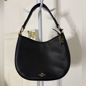 Coach Black Hobo Bag with Gold Accents